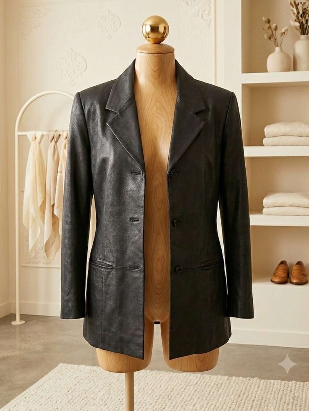 Black Genuine Lamb Skin Jacket Sz Petitie Med